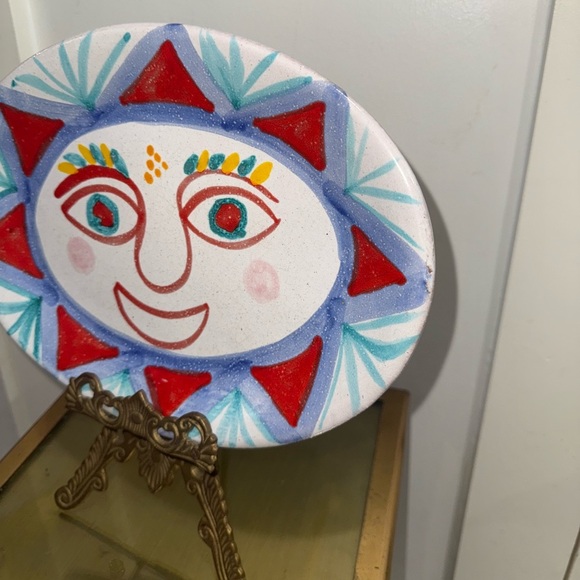 Mid Century 60's Desimone Italy Sunshine Happy Face Large Platter Wall Decor - Picture 2 of 5